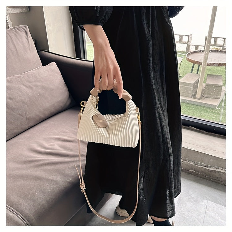 Luxurious Pleated Clutch Evening Bag - Elegant PU Leather Purse with Versatile Shoulder Strap, Detachable Chain, and Magnetic Closure for Party, Wedding, and Formal Occasions - Perfect Accessory for Women's Fashion