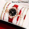 Set of 6 Beautifully Designed Printed Rhinestone Quartz Watches with Digital Dial And Bracelets for Women, Perfect Gift for Her