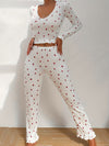 Autumn Strawberry Print with Lotus Leaf Hem Women's Long Sleeve Long Pants Pajama Set/Home Wear Set