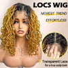 14 Inch Faux Locs Wig Full Lace Afro Curly/Kinky Dreadlocks Ombre Strawberry Blonde to Blonde - 180% Density Synthetic Crochet Braided Wig for, Natural Look & Versatile Styling, Versatile Hair Wig | Afro Curly Wig | Full Lace