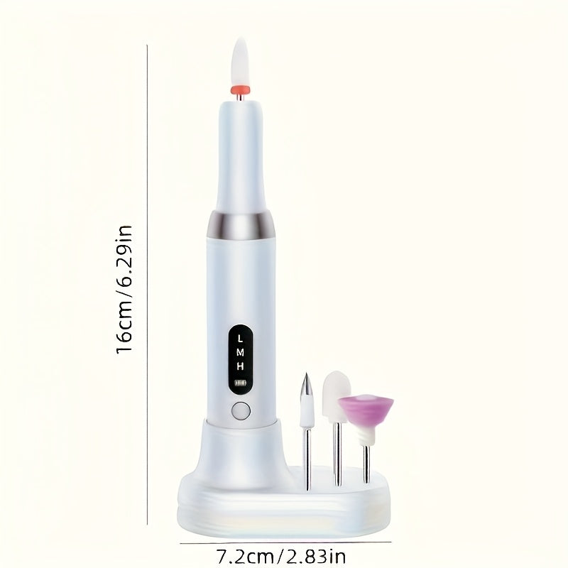 Rechargeable USB Automatic Nail Polisher, Portable Electric Nail Enhancement, with Variable Speed Electric Nail Cutter Tool, Including Nail File And Cuticle Push Rod, Suitable for Gel Nail DIY, Grinding, Polishing, Nail Enhan