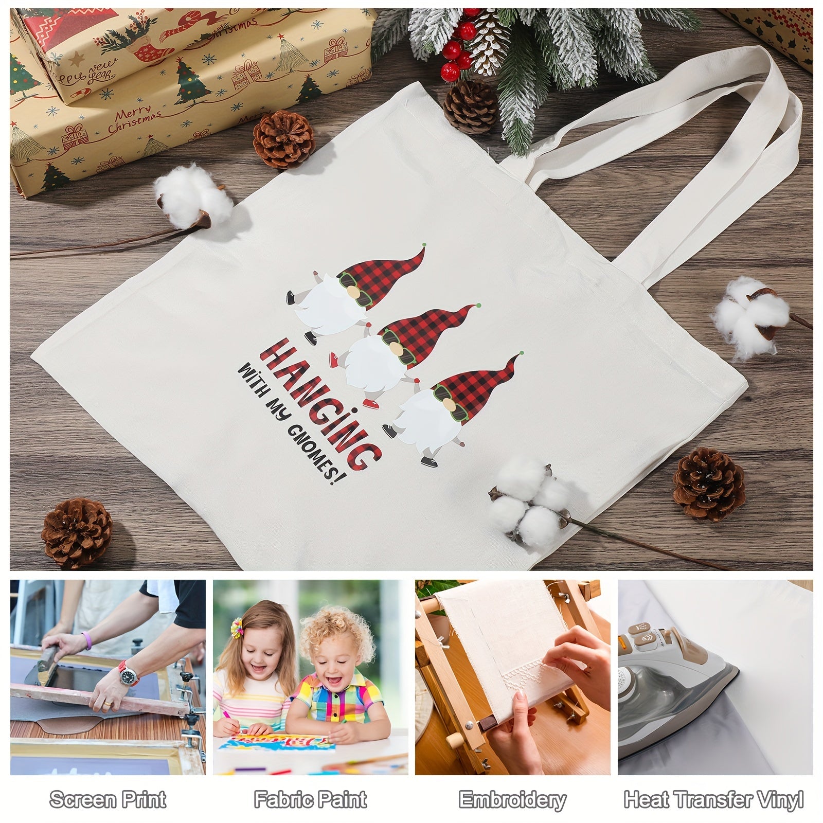 60pcs Canvas Tote Bags Bulk Reusable Grocery Cloth Bags With Handles For DIY Craft Gift