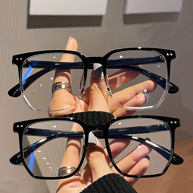 1pc Steampunk-Inspired Blue Light Blocking Glasses - Retro Rectangular Frame with Clear PC Lenses, Durable & Stylish Accessory for Men and Women