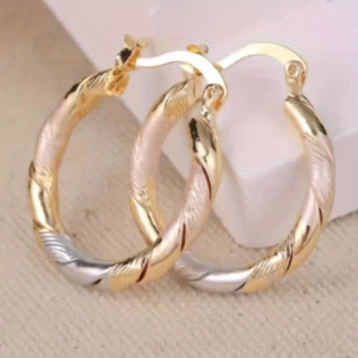 Round Hoop Earrings with Vintage and Boho Twisted Patterns, Casual Jewelry for Weddings and Parties, Birthday Gifts for Women
