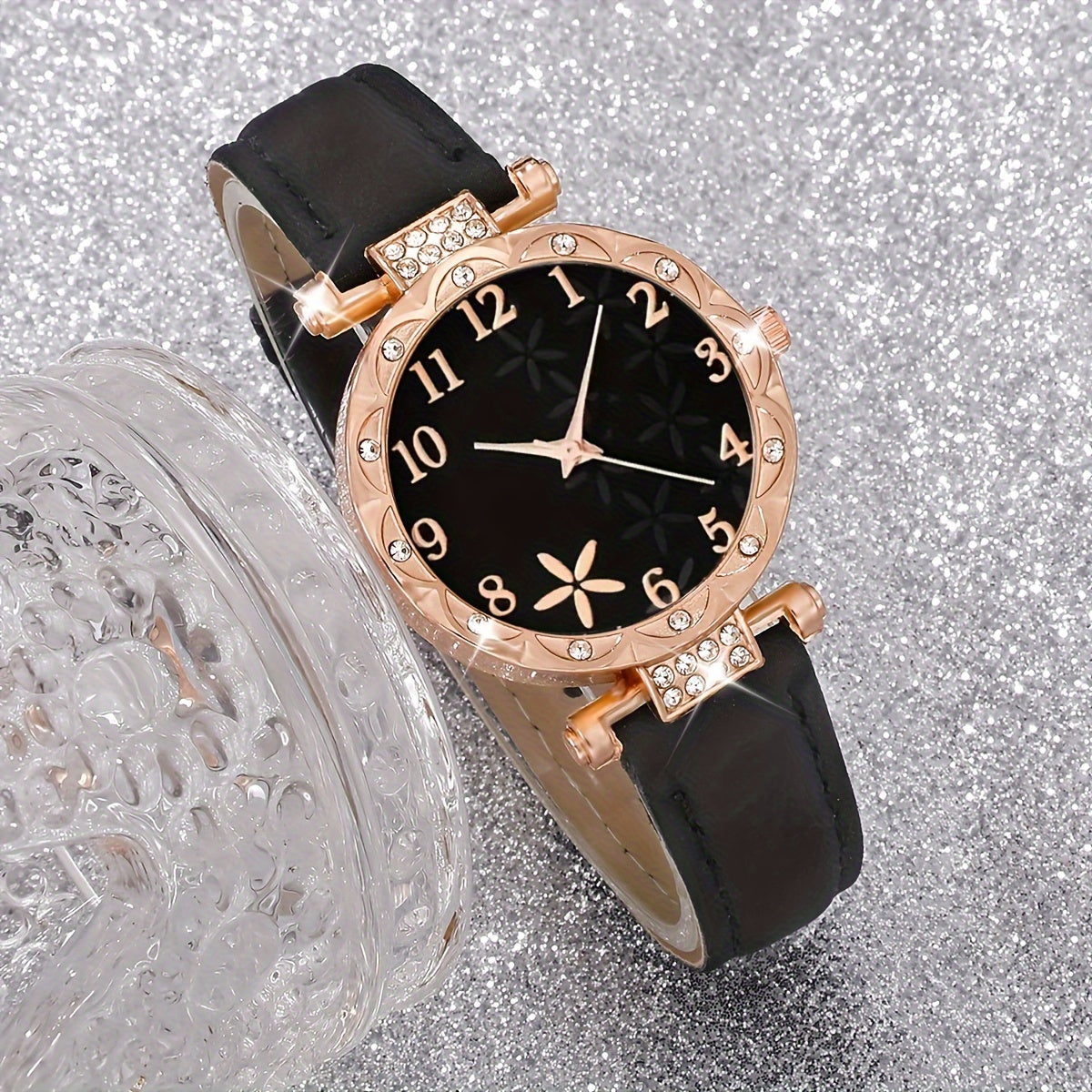Set of 6 Beautifully Designed Printed Rhinestone Quartz Watches with Digital Dial And Bracelets for Women, Perfect Gift for Her