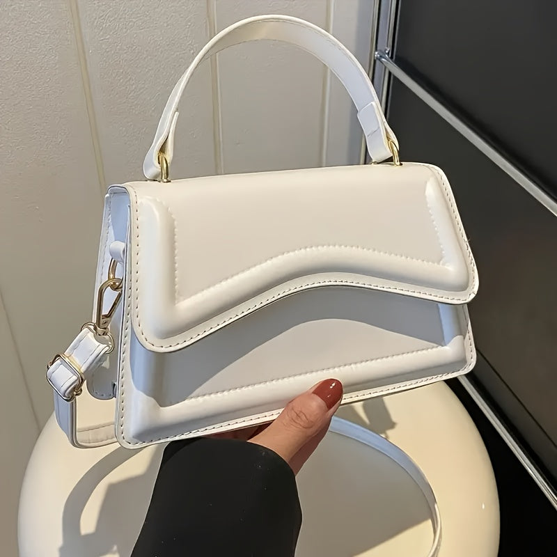 Stylish Mini Shoulder Bag, Women's Crossbody Bag, Solid Flap Square Tote