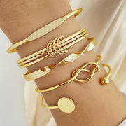 5pcs/Set Bracelets Set Minimalist Geometric Circular Knot Opening Bracelet Set, Knot Design - An Excellent Choice for Mother's Day, Valentine's Day, Wedding Anniversary, Birthday Gifts