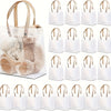 20pcs Clear Frosted Tote Bags with Floral & Bear Design - Durable Polypropylene, Perfect for Weddings, Showers, Birthdays, and Housewarmings, Event Tote Bags | Floral Bear Design | Durable Tote Bags, Tote Bag