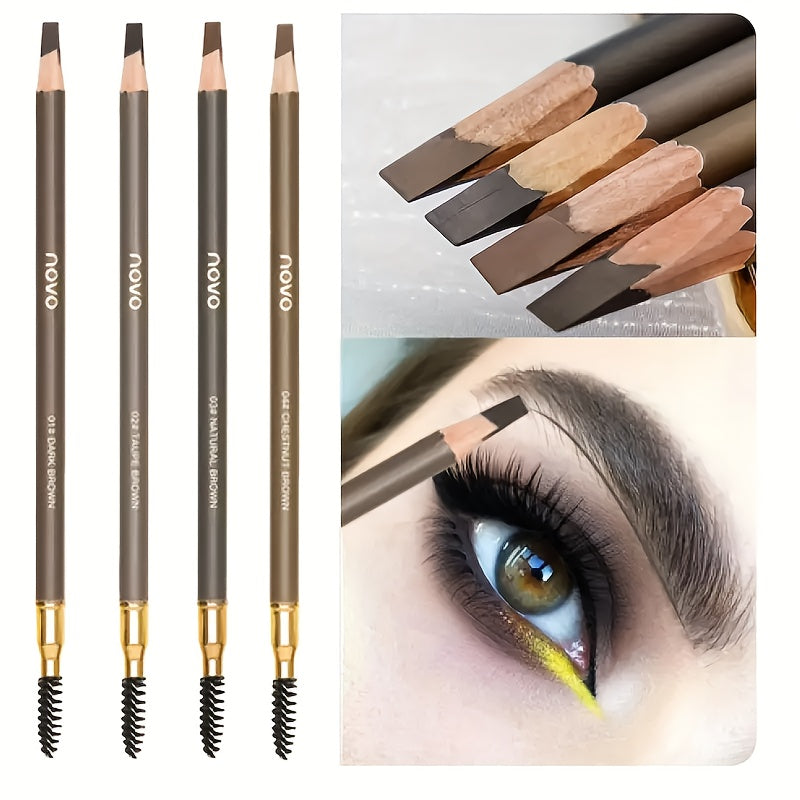4pcsUltimate Waterproof Eyebrow Pencil - Smudge-Proof, Long-Lasting Formula with Sulfate-Free Double-Head Design, Including a Built-in Brush for Flawless, Natural Look - Perfect for All Light Beige Types - Easter Gifts