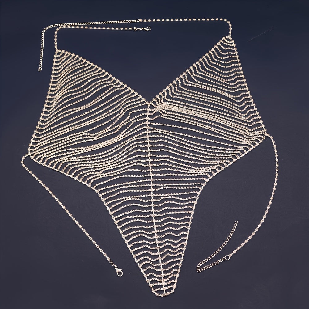 Boho Sexy Body Chain for Women - 1pc Sparkling Rhinestone Bikini Jewelry, No Plating, Artificial Crystal, Gift for Party, Valentine's Day, All Seasons