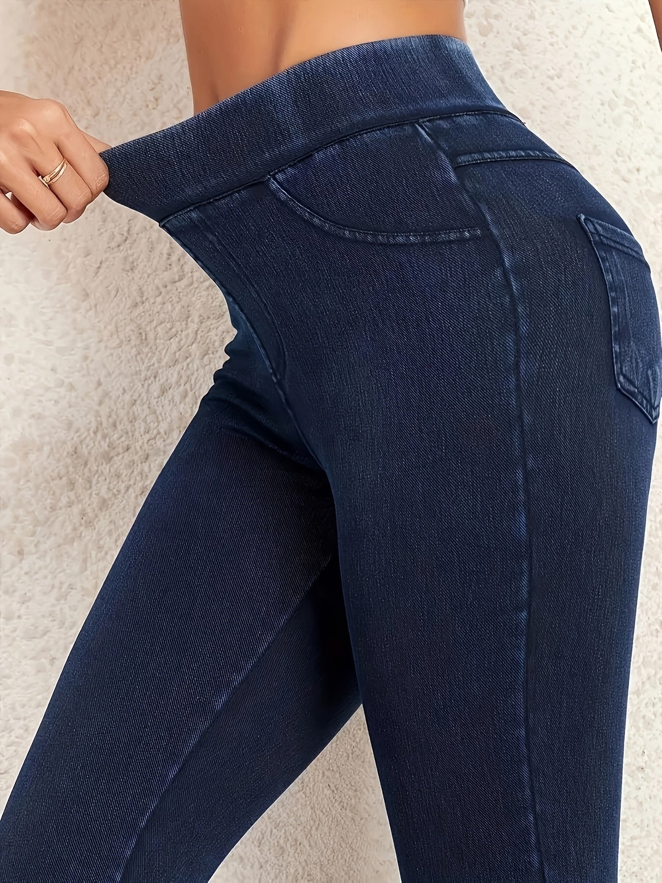 New Stylish Versatile Mid-Thin Jeans, Stretchy Slim-Fit Casual Women'S Denim Pants with Pockets.