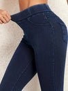 New Stylish Versatile Mid-Thin Jeans, Stretchy Slim-Fit Casual Women'S Denim Pants with Pockets.