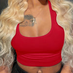 Solid Square Crop Tank Top, Casual Sleeveless Tank Top For Summer, Women's Clothing