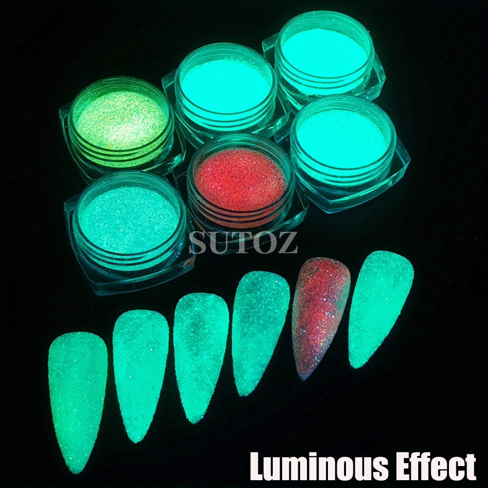 Glittery Rainbow Candy Nail Glitter Set - Ultra-Fine, Luminous Sugar Effect for Stunning Nail Art, Fragrance-Free, Ideal for Hands & Feet, Round Shape, Perfect for DIY Manicures, Nail Art Accessories