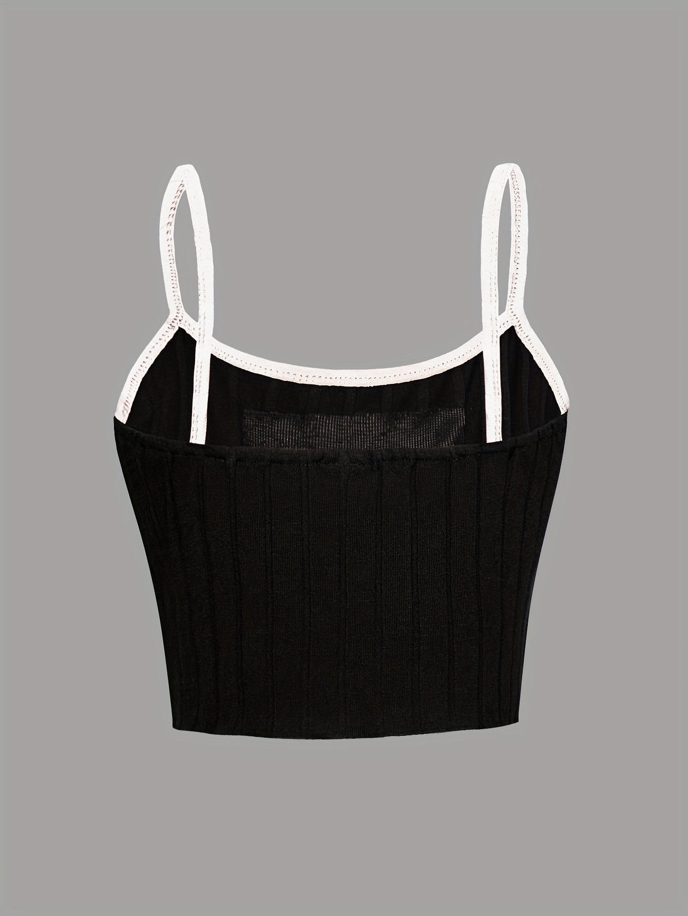 Girls' Butterfly Embroidered Ribbed Cami Top - Stretchy Cotton Blend, Machine Washable - Perfect for Spring/Summer