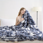 1PC Faux Rabbit Fur Queen Blanket For Bed, Thick & Warm Bed Blankets For Winter, Soft Cozy Fluffy Decorative Blankets For Living Room, Bedroom, Heavy Furry Luxury Blanket Gifts