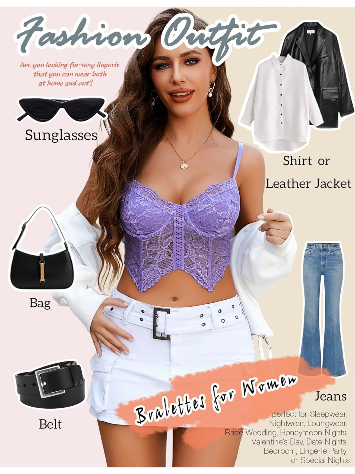 Lace Bralettes for Women Y2k Camisole Lingerie Adjustable Strap Crop Top