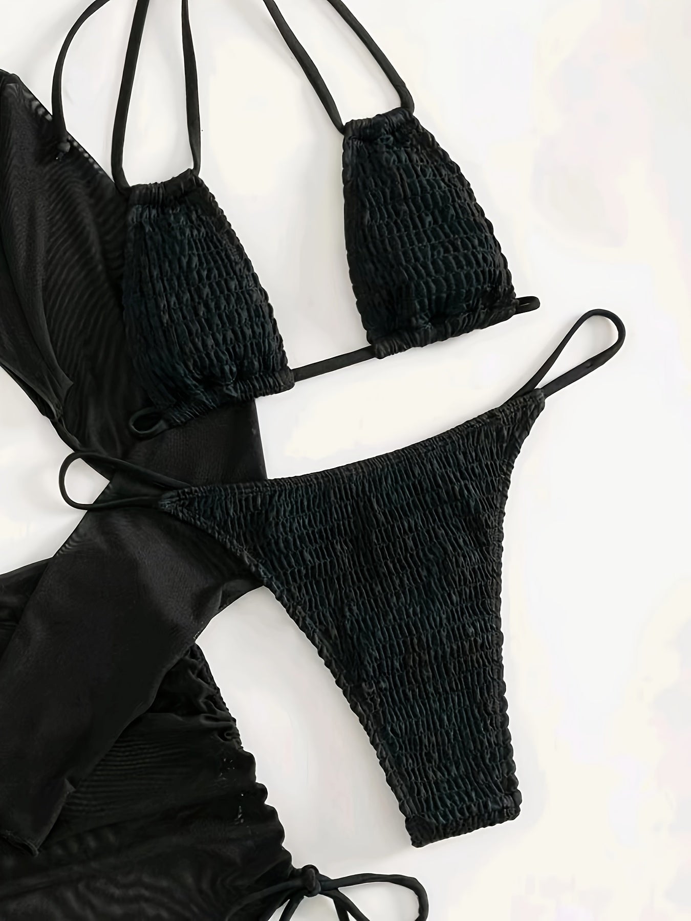 Sexy Bikini Four-piece Set with Mesh Cover-up