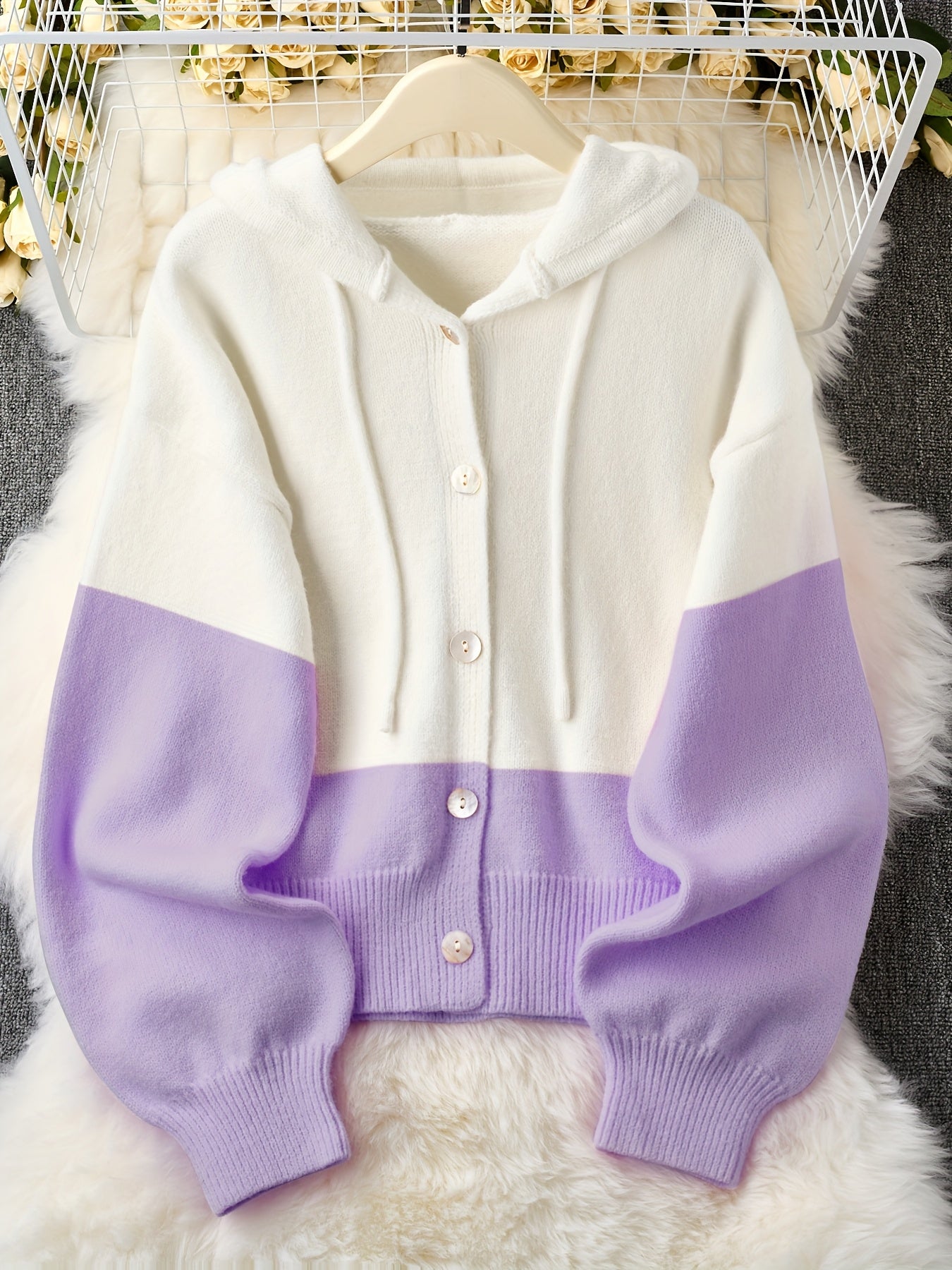 Korean Style Pink Spliced Hooded Sweater for Women, New Spring/Autumn Loose Long-Sleeve Top with Lazy Look