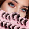 MilyBest 10 Pairs Wispy Natural Look Cat Eye False Eyelashes, 3D C Curl, Recyclable & Reusable, Beginner-Friendly, Variety of Lengths (6-15mm), Includes Pink Tray for Easy Storage, Dramatic Eyelashes | Voluminous Lashes | Ele