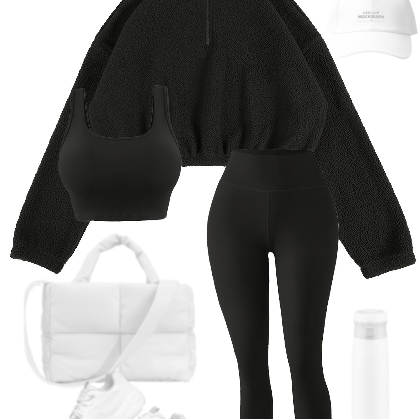 3pcs Maroon Fleece-Lined Yoga Outfit Set: Stretchy Sports Bra, High-Waist Leggings & Half-Zip Sweatshirt - Cozy, Slimming Autumn/Winter Workout Gear for Women, Casual Activewear|Elegant Sports Attire|Stretchy Polyester Blend