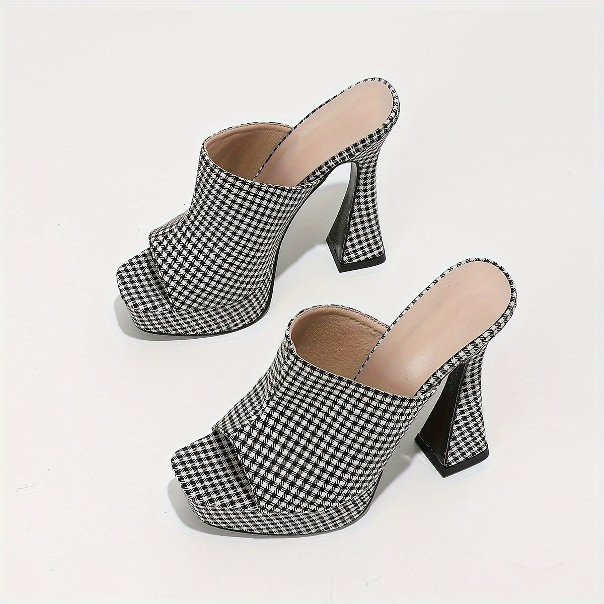 Women's Plaid Pattern High Heel Sandals - Fashion Open Toe Dress Pumps, Stylish Platform Heels - For Women - Perfect for Parties & Evening Events - Ideal Gift for Fashionistas