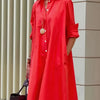 Chic Solid Color Long Sleeve Shirt Dress with Button Detail - Casual, Stretchy Polyester Blend, Machine Washable - Perfect for All Seasons, European And American Style, Loose Fit