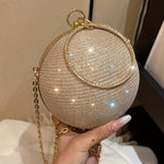 Shiny Mini Round Glitter Evening Bag - Classic Dinner Clutch Purse for Women - Carnaval Music Festival Handbag