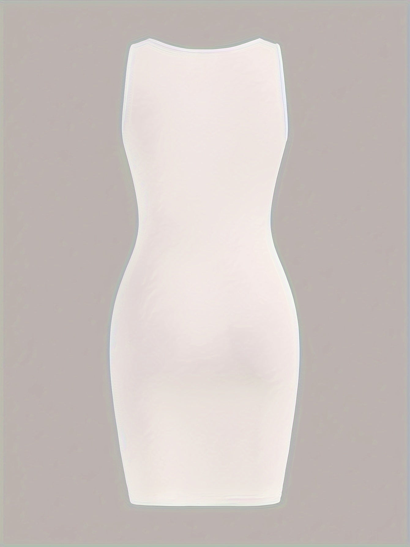 Letter Print Sleeveless Dress, Sexy Notched Neck Bodycon Tank Dress For Spring & Summer, Women's Clothing