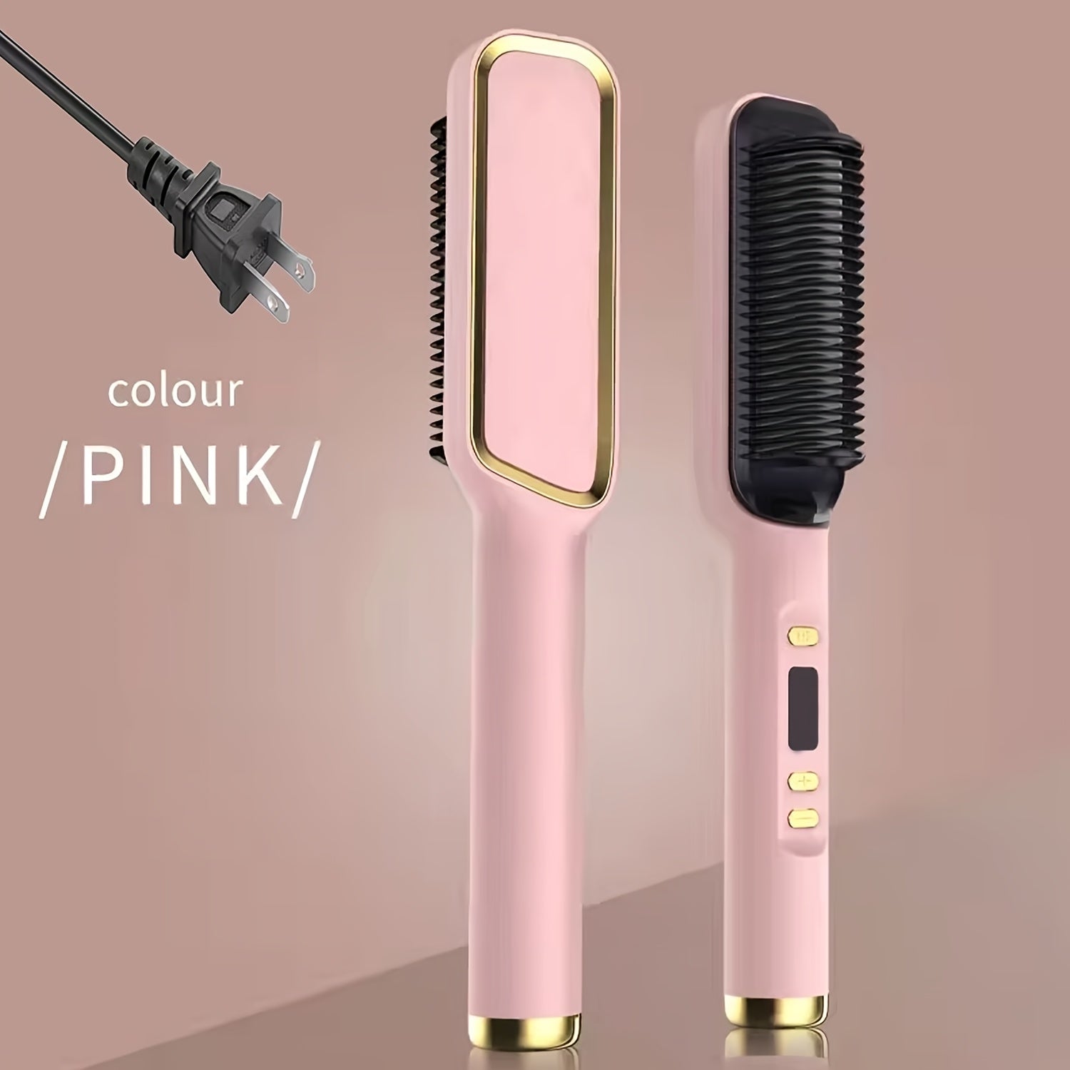 Multi-Temp 2-in-1 Hair Straightener and Curler Comb, Ceramic Plates, Power Supply Operated, 110V/220V, US Plug, for Wet and Dry Styling, Volumizing Hair Tool for Women, Ideal Mother'S Day Gift