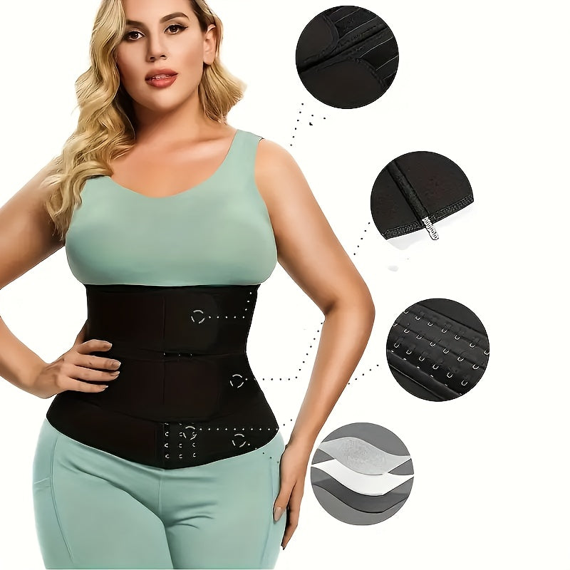 One Adjustable Size Waist Cincher Belt Black Buckle Double Waistband Shapewear