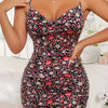 Women's Sexy Sleepwear Set, Floral Print Slip Dress & Thong, Women's Sexy Lingerie & Underwear