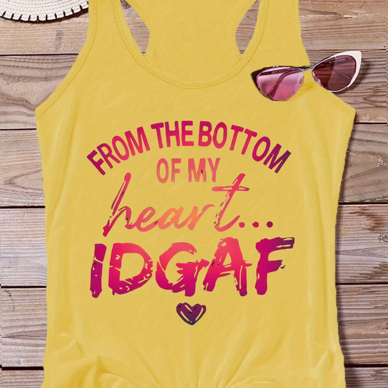 Letter Print Crew Neck Tank Top, Casual Sleeveless Top For Summer & Spring, Women's Clothing