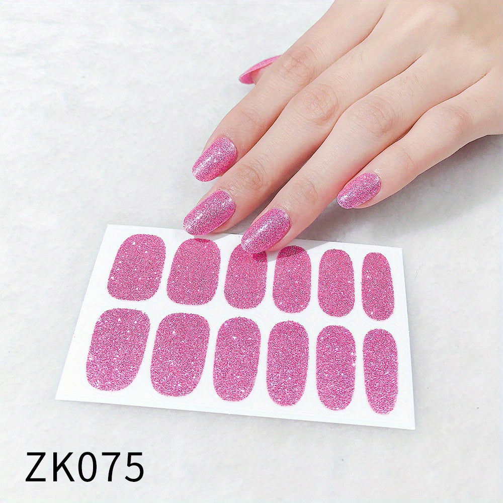 Glitter Nail Art Sticker Waterproof Full Stickers For Girls Women Sweet Cute DIY Nail Stickers Nail Accessories