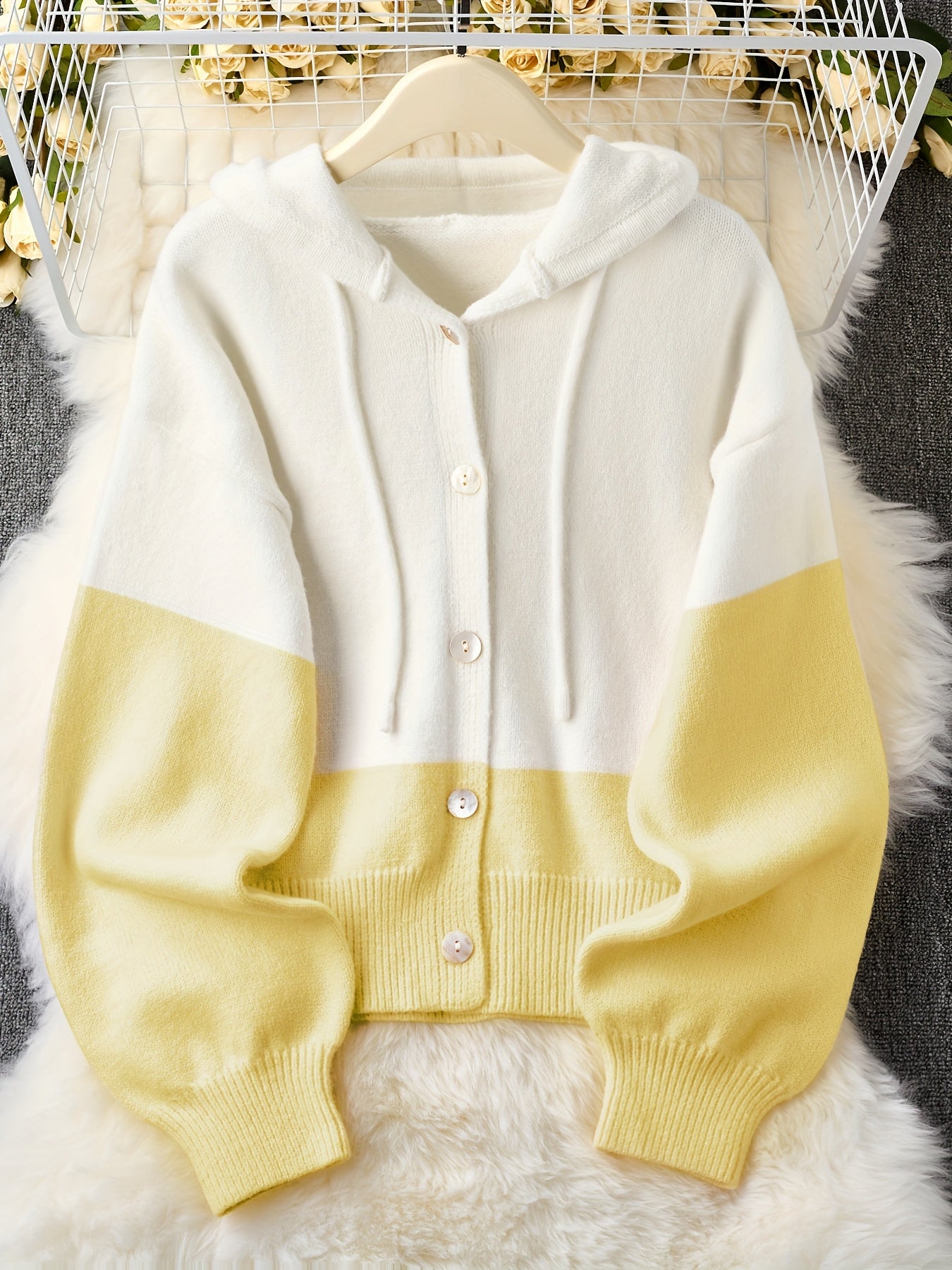 Korean Style Pink Spliced Hooded Sweater for Women, New Spring/Autumn Loose Long-Sleeve Top with Lazy Look