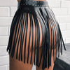 Fashionable Black Leather Fringe Skirt - Perfect for Daily Wear and Parties