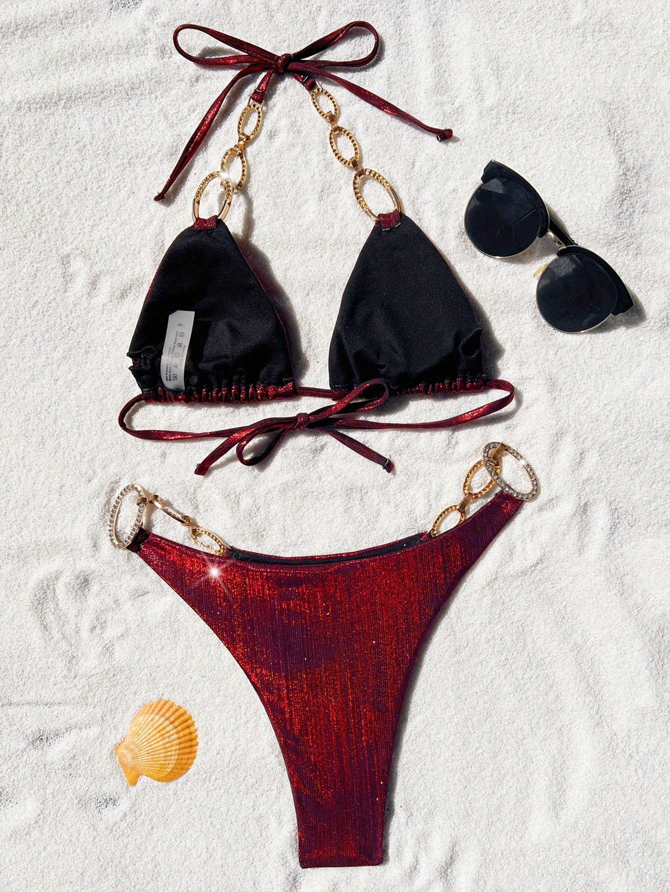 New bikini strap swimsuit European and American halter swimsuit female leopard print swimsuit sexy
