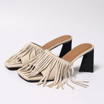 Sexy Womens Shoes Tassel Square-toe High Heels