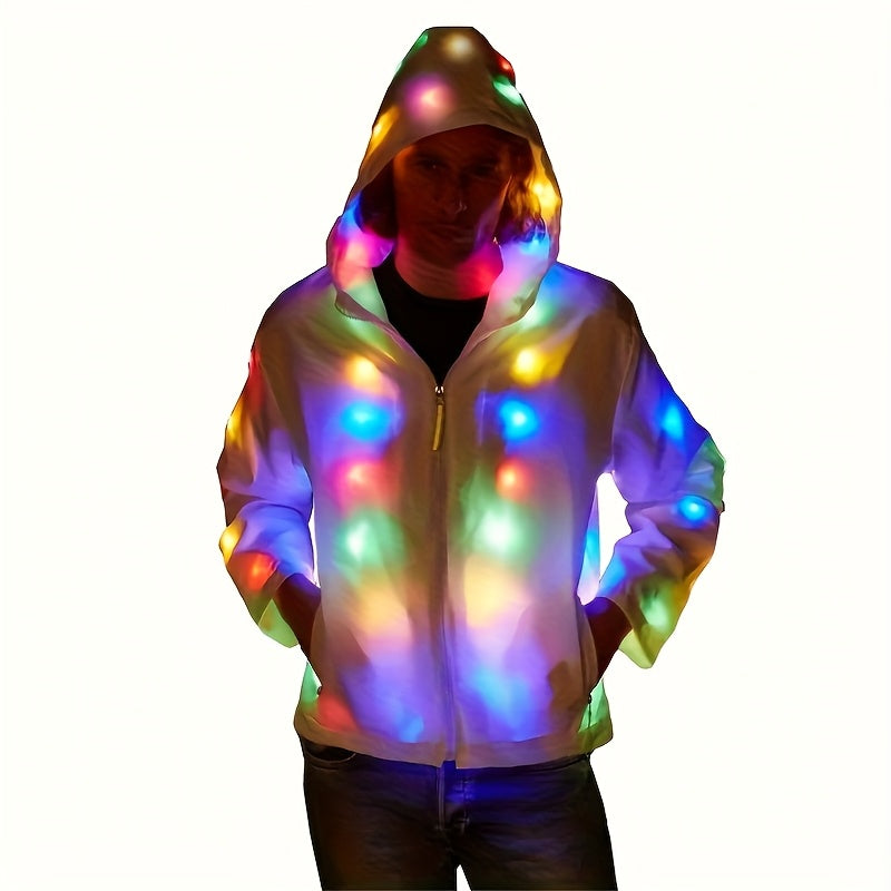 1pc Of Luminous Clothing, LED Jacket, Glittering Jacket, Hooded Sweatshirt, Carnival Light, Adult Clothing, Family Clothing, Men'S And Women'S Dance Club Luminous Clothing
