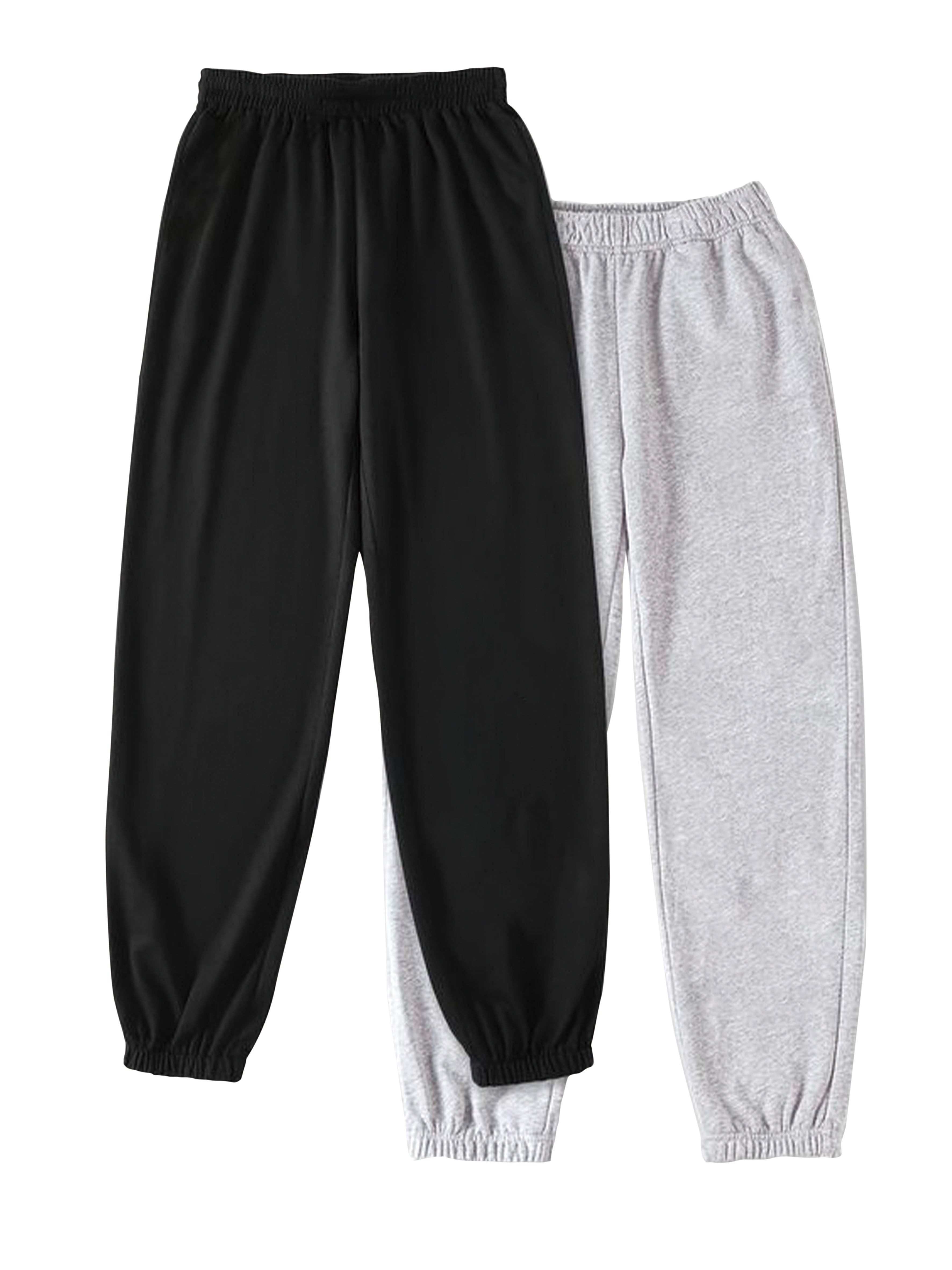 Women's Polyester Jogger Pants Pack of 2 - Casual Elastic Waist Sweatpants with Butterfly Print for Spring/Summer/Fall - Comfortable Knit Fabric Joggers with Precision Graphic, 95% Polyester 5% Elastane