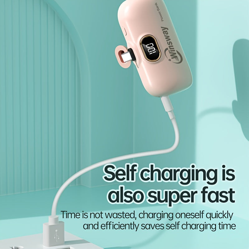 [Winsway Portable Charger] Winsway 5000mAh Mini Portable Charger Power Bank - Type-C Mobile Phone Power Bank with LED Digital Display - Compatible with iPhone 16/15/15 Plus/15 Pro/15 Pro Max/Android/Samsung/etc