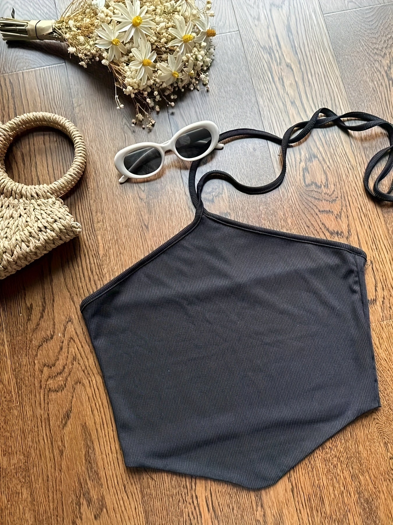 Summer Design Off-Shoulder Crop Top + Elastic Waist Flare Pants Set
