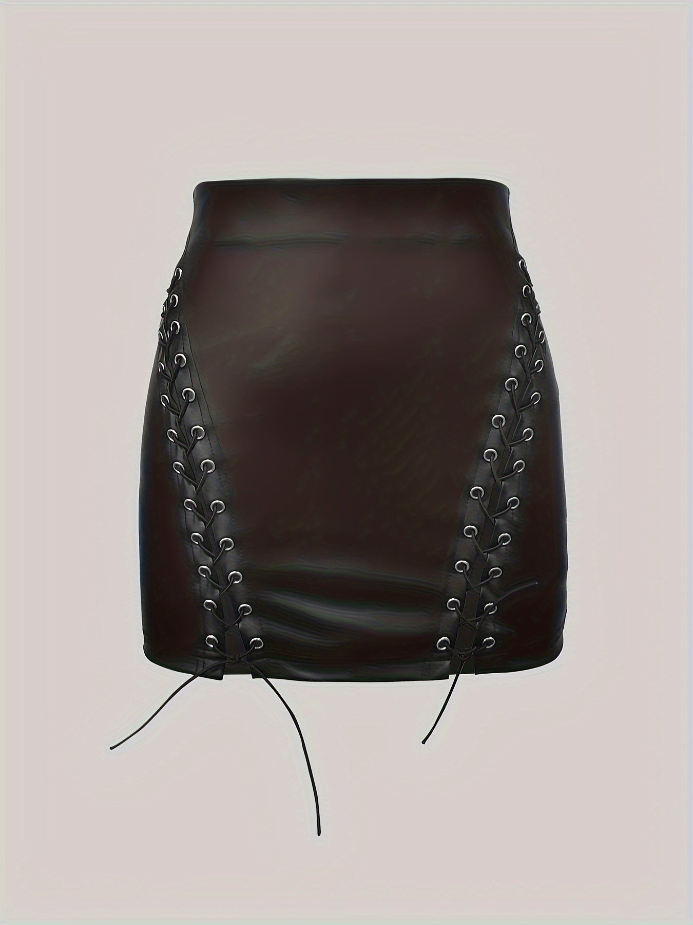 Sexy Mini PU Leather Bodycon Skirt, Lace Up for Spring & Summer, Women's Clothing