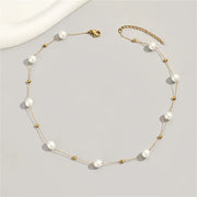 Random Number of Beads Faux Pearl Necklace - Elegant Simple Style Acrylic Jewelry for Daily Wear, Female Gift, Chains with Timeless Beauty and Versatility