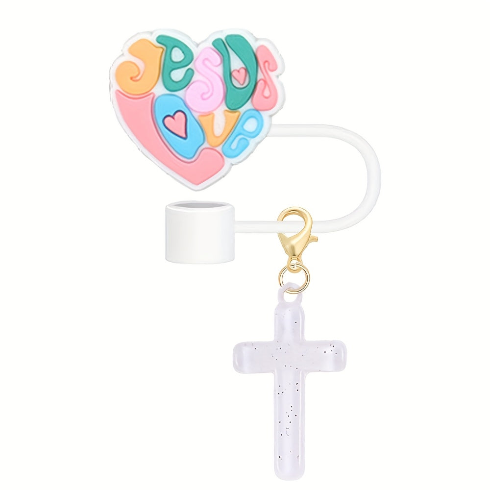 Shiny Pink Words Design Portable Straw Lid with Charm - Cup Tumbler Accessories - Beverage Cup Topper with Clip-On Bling Butterfly Ornament, 1.8in Diameter, Cute and Functional Sports Water Bottle
