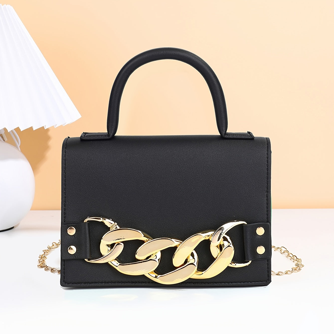 Stylish Chic Acrylic Chain Crossbody Handbag - Magnetic Closure, Solid Color PVC, Wrist Strap, Perfect for Daily Use, Mother's Day Gift, and Travel Accessories