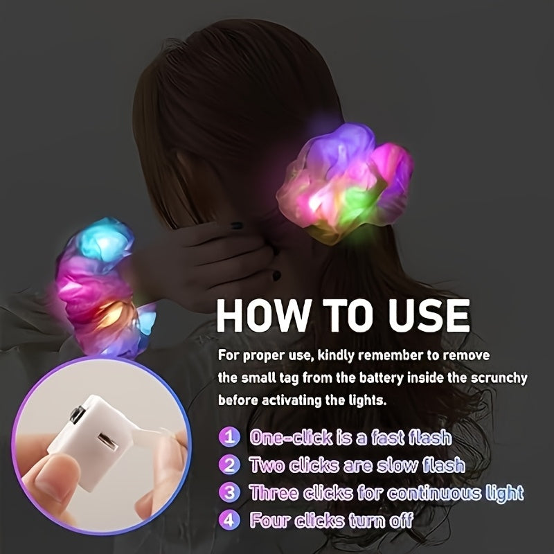 11pcs Colorful LED Luminous Elastic Hair Bands, Christmas And New Year Luminous Elastic Hair Bands with 3 Lighting Modes, Suitable for New Year Parties, Concerts