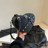 Valentine's Day Romantic Theme Ladies Fashion Heart-shaped Diagonal Shoulder Bag PU Zipper Solid Color Locomotive Bag Single Shoulder Irregular Bag