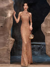 V-Neck Bodycon Long Evening Gown, Luxury Birthday Party Dress, Knit Fabric, Zipper, Solid Color, All-Season, for Adult Women