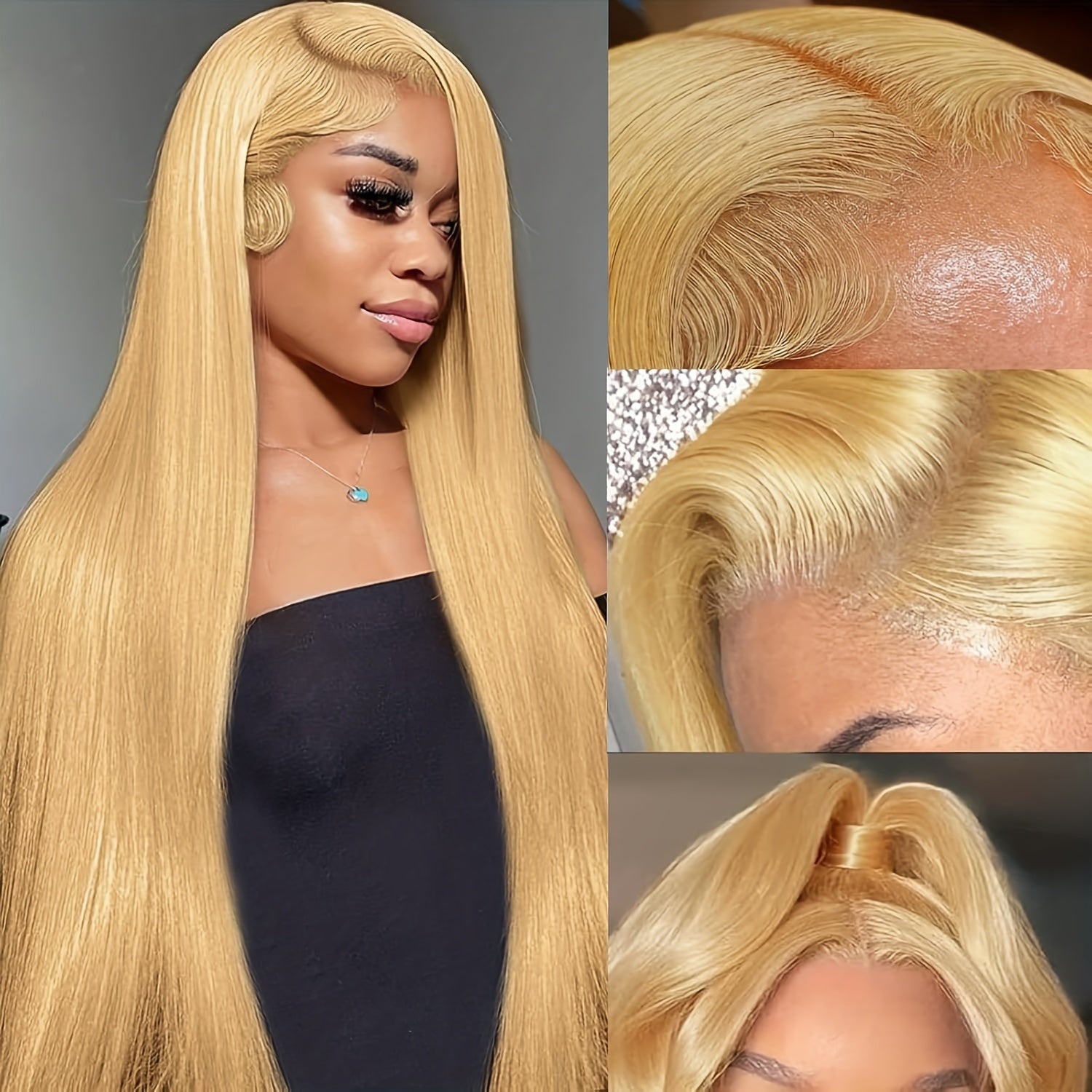 Hot Selling New Styles Honey Blonde Wig Human Hair 28 Inch 13x6 Lace Front Wigs Human Hair 180% Density Straight HD Blonde Lace Front Wigs Human Hair 27# Colored Glueless Wigs Human Hair Pre Plcuked with Baby Hair